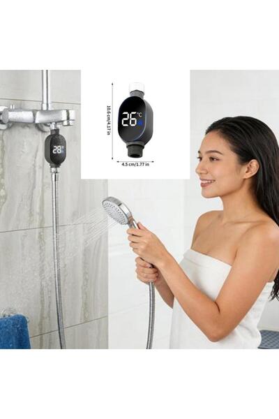Choice1 ميزان حرارة ذكي مقاوم للماء مع شاشة عرض رقمية، يُثبّت على صنبور حوض ا...