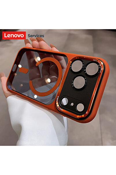 Choice غطاء هاتف شفاف من ماركة لينوفو، برتقالي اللون، متوافق مع تقنية ماج سيف...