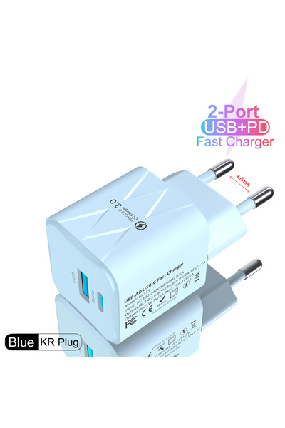 Choice3 شاحن هاتف سريع BK 315 KR أزرق اللون، يدعم تقنية USB PD بقدرة 25 واط، ...
