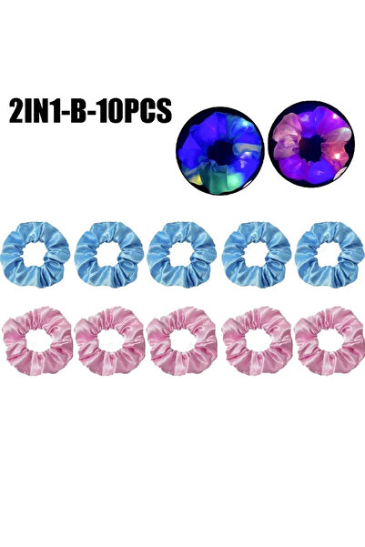 Choice21 2IN1-B-10PCS 1-40Pcs LED Luminous Scrunchies Glowing Hairband Girl L...