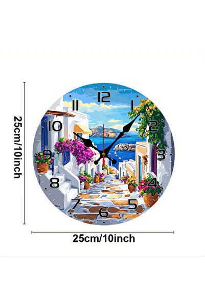 Choice 10 inch GZ-WYT08200031 Mediterranean Street Wooden Round Silent Hangin...