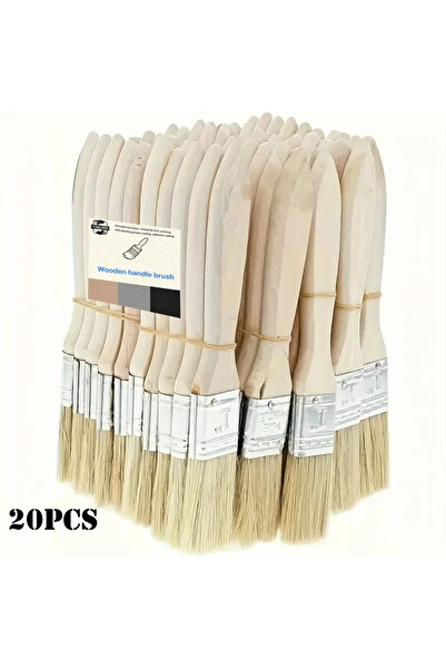 Choice 20PCS 20Pcs Wood Handle Paint Brushes Set Durable Bristles Multipack f...