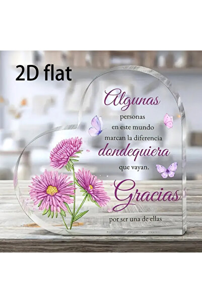 Choice Q891 2D Flat, 1pc Heart-Shaped Acrylic Decoration with Spanish Thank Y...