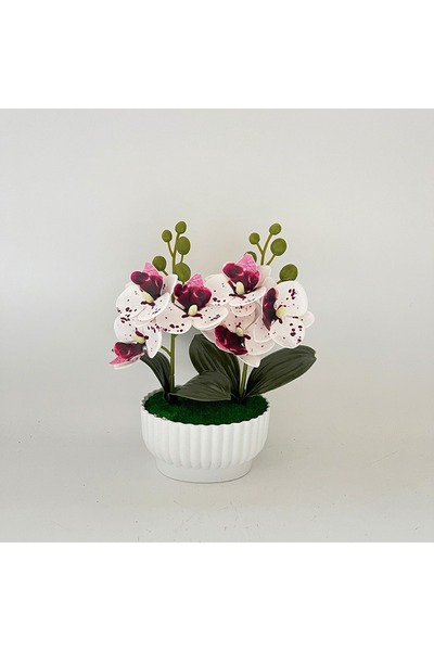 Choice6 زهور بيضاء مرقطة بنفسجية، مجموعتان من ثلاث زهور صناعية، زهور الأوركيد...