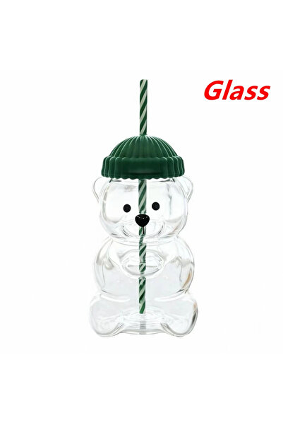 Choice كوب بلاستيكي أو زجاجي على شكل دب سعة 500 مل مع شفاطة، كوب قهوة بتصميم ...