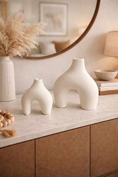 Sisay Home Set de vaze moderne cu picior de elefant |   Consolă decorativă și...