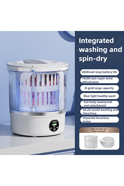 Choice غسالة صغيرة بيضاء سعة 3 لترات، محمولة، منزلية، لتنظيف الملابس والملابس...