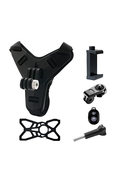 Choice حامل حزام الذقن لخوذة الدراجة النارية باللون الأسود مع جهاز تحكم عن بع...