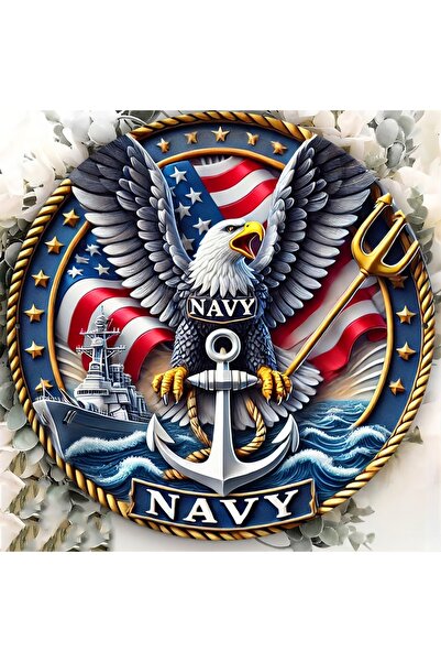 Choice1 زينة شعار بحري دائري ثنائي الأبعاد على شكل نسر، مقاس 20×20 سم، بتصميم...