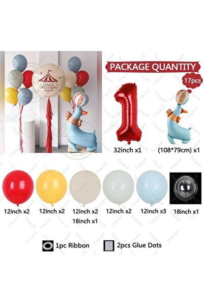 Choice6 32inch Ruby 17Pcs Circus Joker Theme Aluminum Balloon Set with Standi...