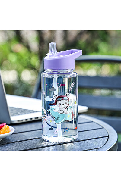 choice2 كوب ماصة بنفسجي سعة 500 مل، زجاجة ماء لطيفة وقابلة للحمل على شكل دينا...