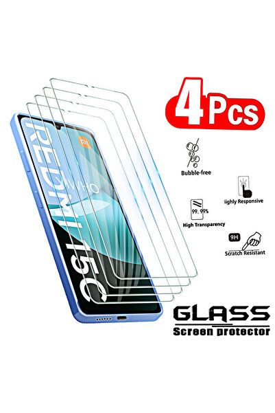 choice2 redmi 15C 15c 4G 171MM global 4 Pieces Transparent 4Pcs Tempered Glas...