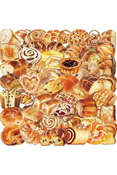 Choice ٥٠ قطعة من ملصقات الخبز والطعام، ملصقات شفافة برسومات كرتونية من مادة ...