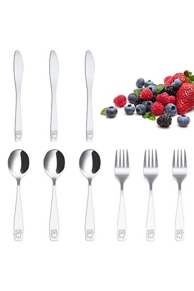 Choice 9Pcs 9Pcs Kids Silverware Set 410 Stainless Steel Kids Fork Spoon and ...