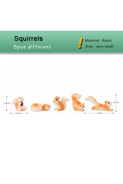 choice2 5 قطع من السنجاب، مجسم سنجاب على شكل ورقة صنوبر، نموذج حيوان كرتوني م...