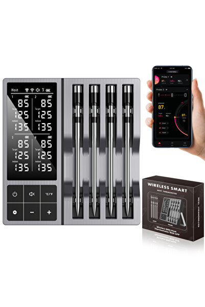 Choice مقياس حرارة لاسلكي أسود للحوم، مقياس حرارة رقمي فوري القراءة لأطعمة ال...