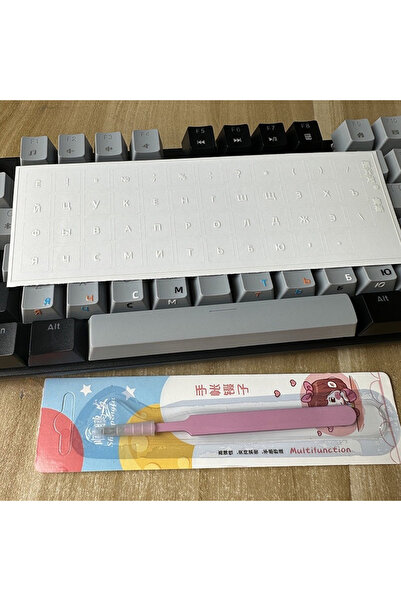 Choice1 ملصق لوحة مفاتيح أبيض للغة الروسية - ملصق قابل للنزع مع ملقط، ملصق مف...