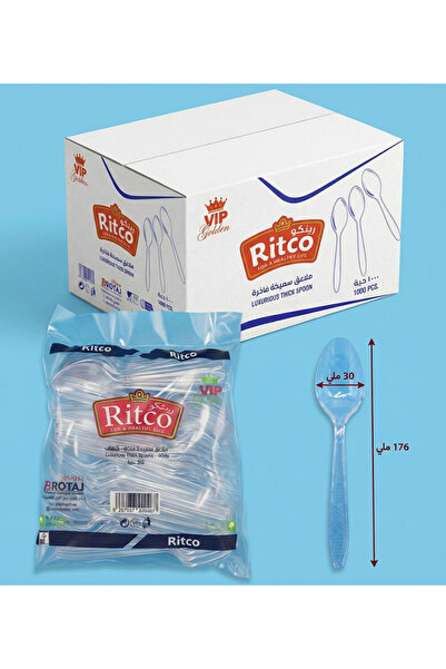 RITCO A carton of white plastic spoons (1000 spoons/carton)