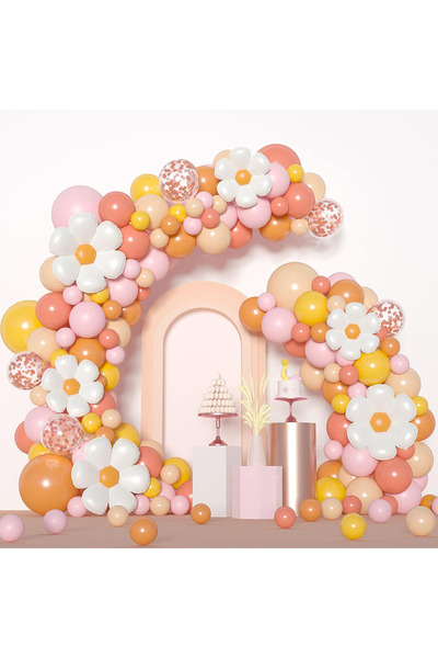Choice مجموعة قوس بالونات بوهيمية مزينة بأزهار الأقحوان، طراز آخر 1، مجموعة ق...