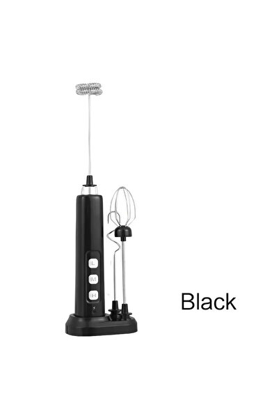 Choice خلاط يدوي أسود قابل لإعادة الشحن عبر منفذ USB - خفاقة حليب كهربائية صغ...