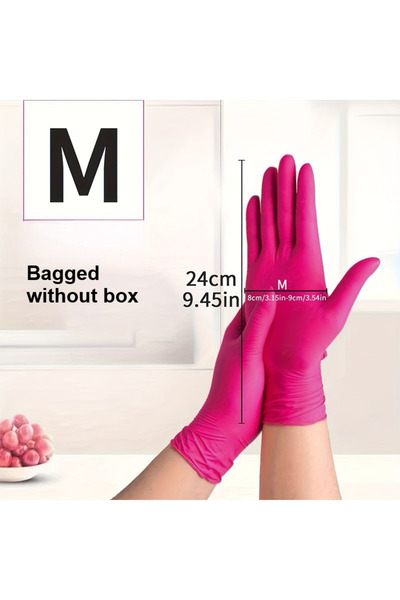 choice2 ١٠٠ قطعة من القفازات الوردية الحمراء المصنوعة من النتريل للاستخدام مر...