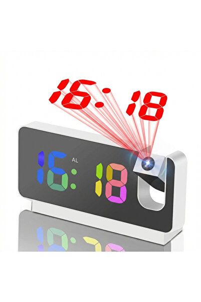 Choice1 WHITE Digital Projection Alarm Clk Rotatable Ceiling/Wall Projector I...
