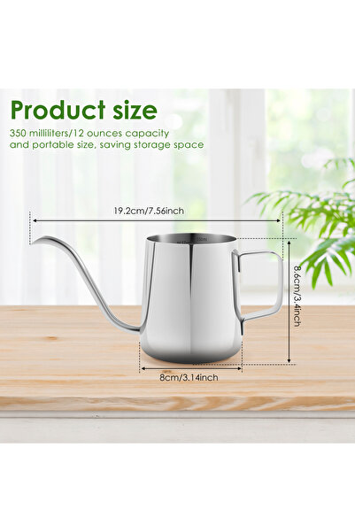 Choice silver 350ML 350ML Watering Can Stainless Steel Long Spout Kettle Nord...