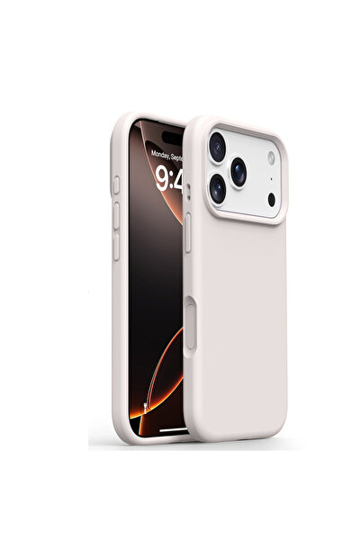 Choice60 جراب سيليكون سائل أبيض لهاتف آيفون 17 برو ماكس، متوفر باللون الأبيض.