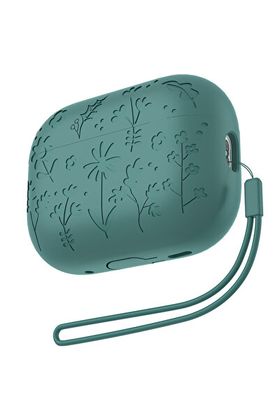 Choice4 جراب AirPods 4 جديد منقوش عليه زهور، لون أخضر صنوبري، إصدار 2025، مقا...