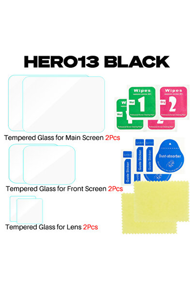 Choice 2 Kit Tempered Glass Screen Protector Cover for GoPro Hero 13 Black 9H...