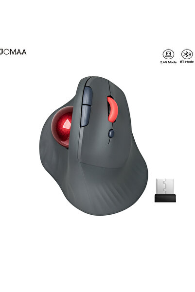 Choice ماوس كرة تتبع لاسلكي رمادي مريح بتقنية بلوتوث/2.4 جيجا هرتز لأجهزة الك...