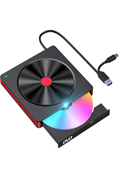 Choice Black-Red External CD/DVD Drive,USB 3.0 CD DVD +/-RW Burner CD ROM Ext...