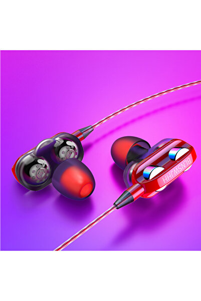 choice2 Red 3.5mm Wired Earphone In Ear Headset HIFI Bass Earbuds Sports Head...