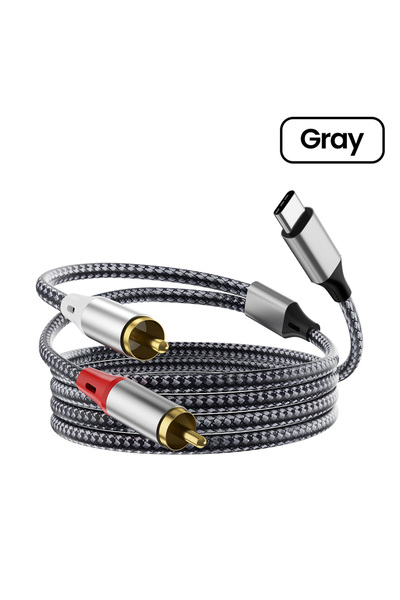 Choice 1m gray Elough Type C To 2RCA Audio Cable to Speaker Amplifier For Ipa...