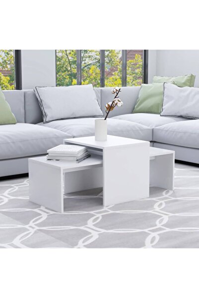 Concept Σετ τραπεζάκι σαλονιού, λευκό, 100x48x40 εκ., μοριοσανίδα