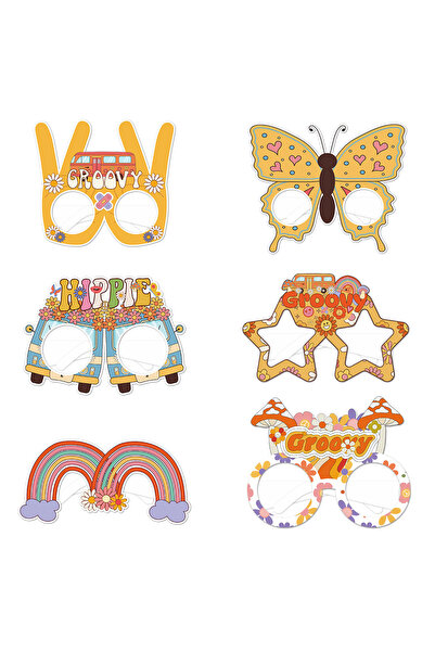 choice2 style C 12pcs Groovy Retro 70s 60s Hippie theme paper glasses Boho Fl...