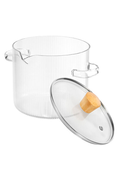 Choice1 Transparent L 1600ML/2300ML Glass Cooking Pot Transparent Borosilicat...