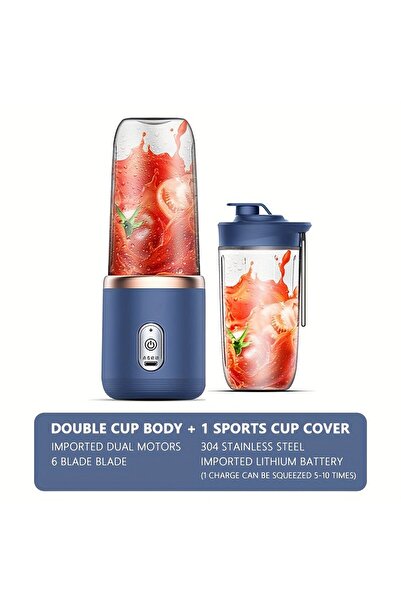 Choice1 Blue Double Cup Multifunction Usb Fruit Mixers Juicers Portable Elect...