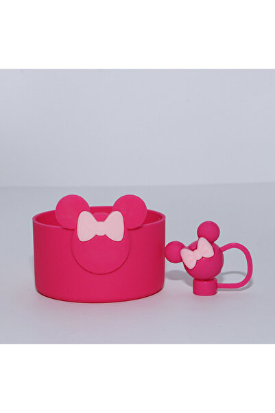 Choice4 كوب سيليكون واقٍ باللون الأحمر الوردي مع غطاء ماصة، ملحقات لكوب ستانل...