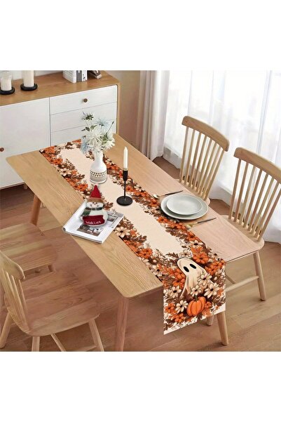 Choice1 مفرش طاولة طويل أنيق من دوكري، بيج، بني، أبيض، وبرتقالي، مقاس 180×33 ...