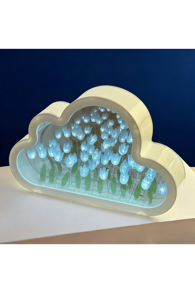 choice2 Blue DIY Cloud Mirror Tulip Lamp Night Light Girl Bedroom Ornaments P...