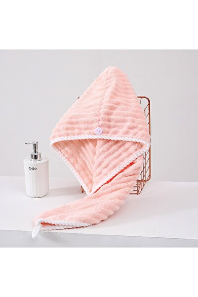 Choice Pink Coral Fleece Adjustable Hair Drying Cap, Soft Skin-Friendly Reusa...