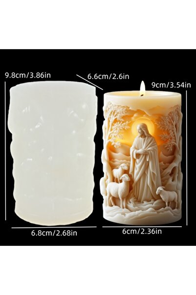 Choice قالب سيليكون رقم BD0085 لصنع شموع أسطوانية بارزة على شكل تمثال الراعي ...