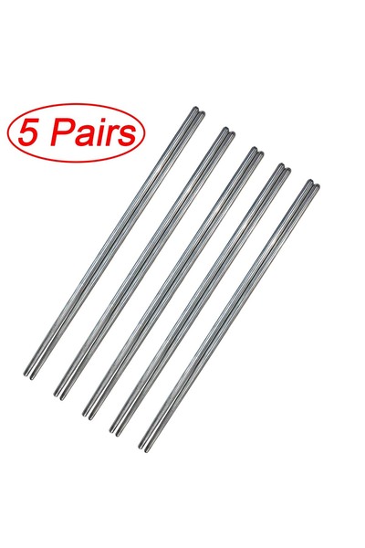 choice2 ٥ أزواج من عيدان الطعام المصنوعة من الفولاذ المقاوم للصدأ، مانع للانز...