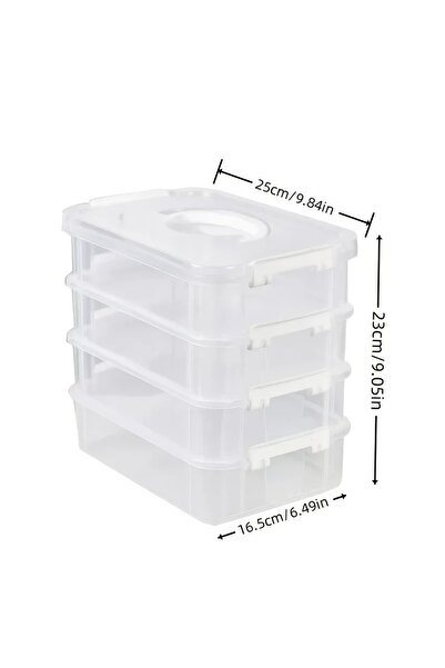 Choice White 4-layer Transparent Plastic Storage Box Cover Partitioned Drawer...