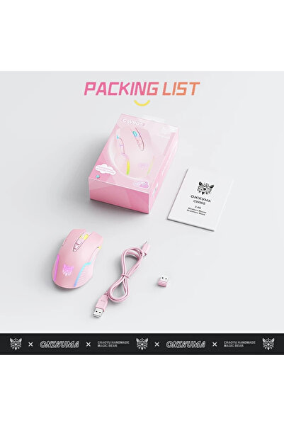 Choice ماوس لاسلكي أونيكوما CW905 وردي اللون بتردد 2.4 جيجاهرتز، مزود بإضاءة ...