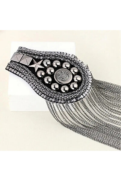 Choice1 grey-Short tassels Stage Performance Tassel Shoulder Badge Suit Dress...