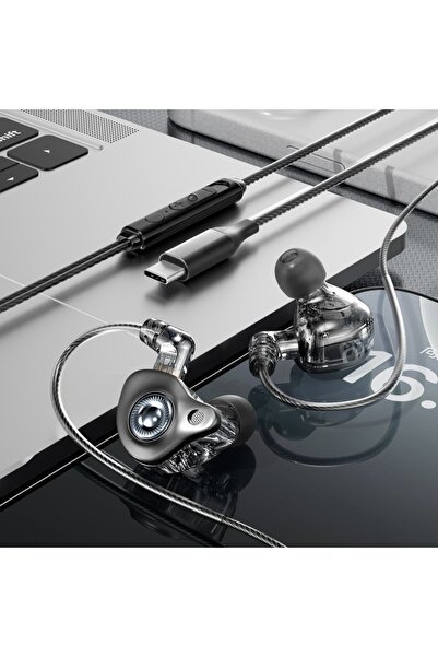 choice2 سماعات أذن بأسلاك EARDECO HIFI سوداء اللون، بمنفذ 3.5 ملم ومنفذ Type ...