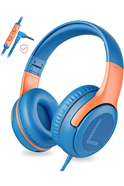 Choice3 سماعات رأس بأسلاك للأطفال من بلو أورانج، طراز Awatrue AT2، مزودة بميك...