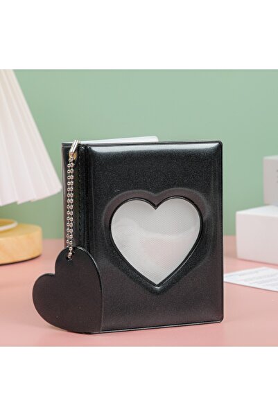 Choice1 Black 1piece 3 Inch Photocard Holder Heart Love Hollow Photo Album 32...
